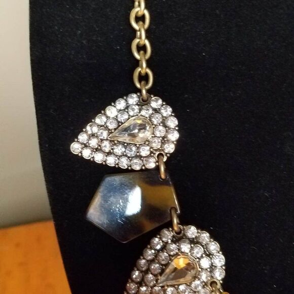 J Crew Faux Tortoiseshell & Pear Shped Rhinestone Statement Necklace - Picture 5 of 8